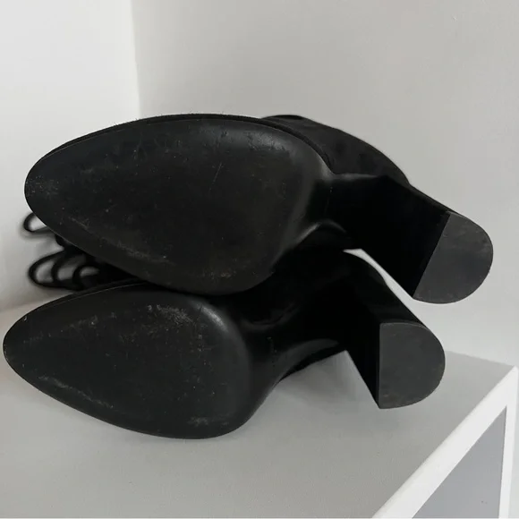 Saint Laurent black suede cut out cage Joplin 105 knee high boots - Picture 7 of 16